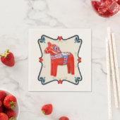 Zweeds Dala-paard met hart scallop Lijst Servetten (Insitu)