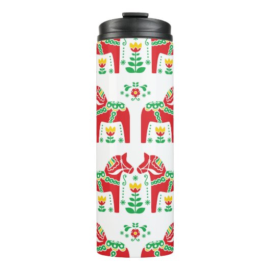 Zweeds Dala Paard: Volkskunst Thermosbeker (Voorkant)