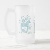 Zweeds Dala Paarden Blauwgroen Groen en Wit Matglas Bierpul (Links)