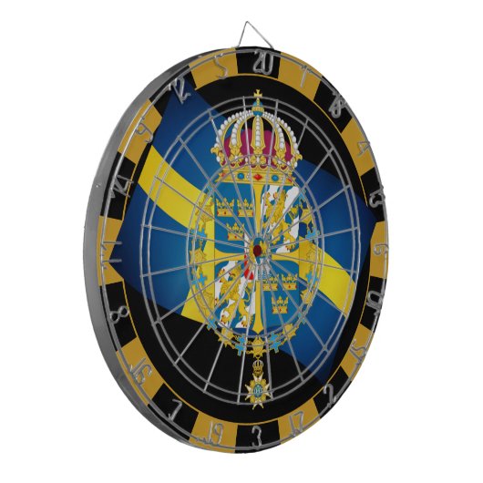 Zweeds dartboard en Zweeds vlagdonker/spelbord Dartbord (Voorkant Links)