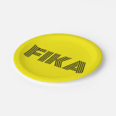 Zweeds Fika Geel en Zwart Papieren Bordje (Gekanteld)