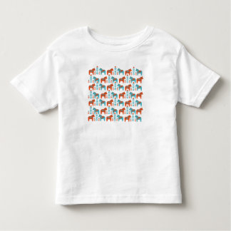 Zweeds Folk Art Dola Paarden en Bloemen Patroon Kinder Shirts