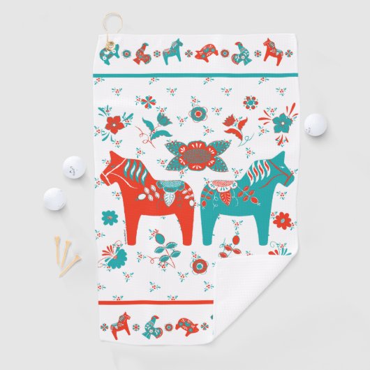 Zweeds Folk Dala Horse Golfhanddoek (Insitu)