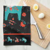 Zweeds Folk Dala Horse Theedoek (Quarter Fold)