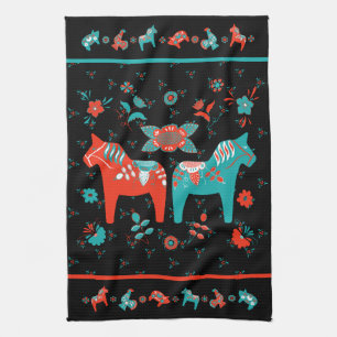 Zweeds Folk Dala Horse Theedoek