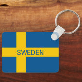 Zweeds land vlag aangepaste sleutelhanger cadeau (Voorkant)