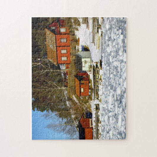 Zweeds landschap in de winter met sneeuw - bevrore legpuzzel (Verticaal)