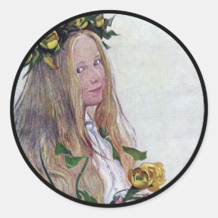 Zweeds Lucia Girl met ventilator Ronde Sticker
