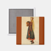 Zweeds meisje dat accordion speelt magneet (Voorkant / Achterkant)