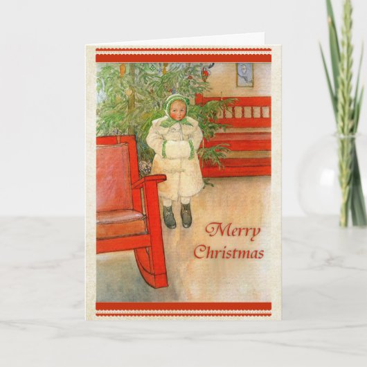Zweeds Meisje met Vrolijke Kerstmis van de Mof van Feestdagen Kaart (Voorkant)