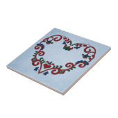 Zweeds Noors Rosemaling Heart Tegeltje (Zijkant)
