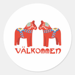 Zweeds paard Valkommen Ronde Sticker