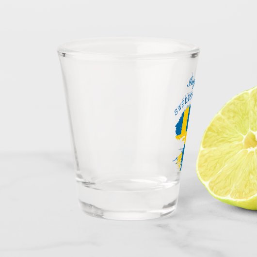 Zweeds Roots Flag gepersonaliseerd Shot Glas (Links)