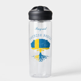 Zweeds Roots Flag gepersonaliseerd Waterfles