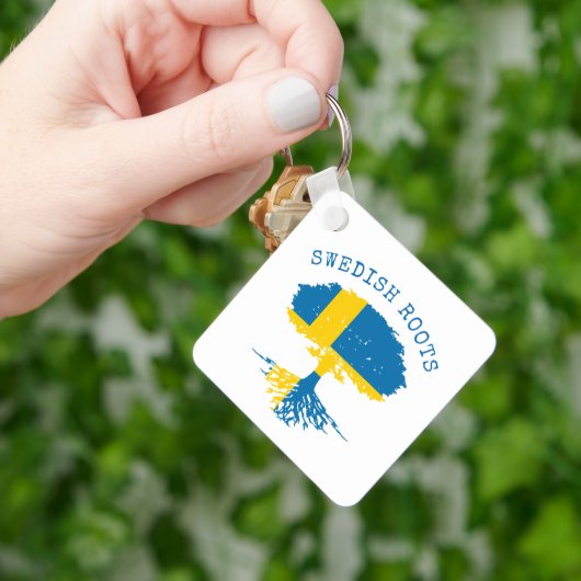 Zweeds Roots Flag Sleutelhanger (Hand)