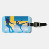 Zweeds schaatsduo Silhouette Bagagelabel (Voorkant horizontaal)