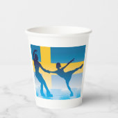 Zweeds schaatsduo Silhouette Papieren Bekers (Voorkant)
