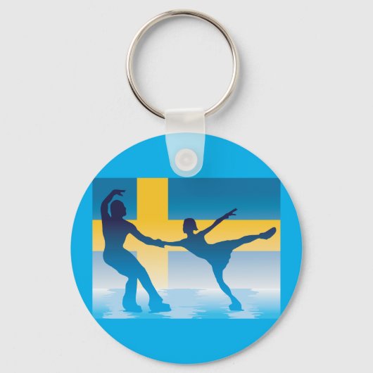Zweeds schaatsduo Silhouette Sleutelhanger (Voorkant)