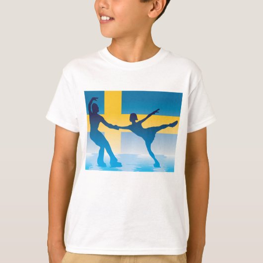Zweeds schaatsduo Silhouette T-shirt (Voorkant)