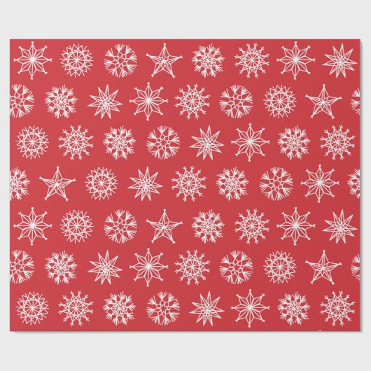 Zweeds Stars Sketch White op rood Cadeaupapier (Vlak)