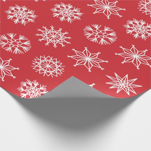 Zweeds Stars Sketch White op rood Cadeaupapier (Hoek)