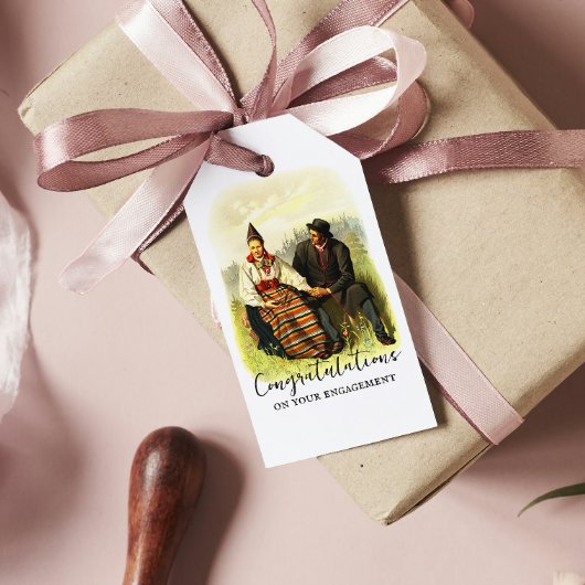  Zweeds Traditioneel Dalecarlia Verloving Cadeaulabel