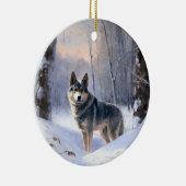 Zweeds Vallhund liet het sneeuwen Kerstmis Keramisch Ornament (Rechts)