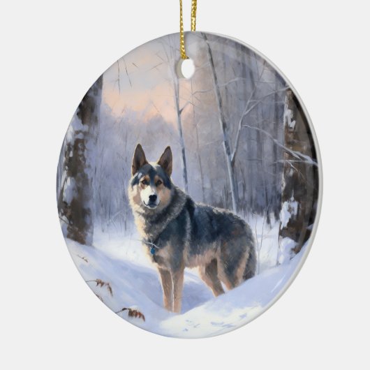 Zweeds Vallhund liet het sneeuwen Kerstmis Keramisch Ornament (Links)