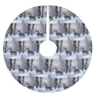 Zweeds Vallhund liet het sneeuwen Kerstmis Kerstboom Rok