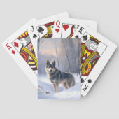 Zweeds Vallhund liet het sneeuwen Kerstmis Pokerkaarten (Achterkant)