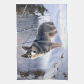 Zweeds Vallhund liet het sneeuwen Kerstmis Theedoek (Verticaal)