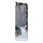 Zweeds Vallhund liet het sneeuwen Kerstmis Thermosbeker (Geroteerd rechts)