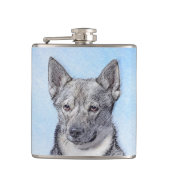 Zweeds Vallhund-schilderij - Kute Original Dog Art Heupfles (Voorkant)
