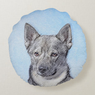 Zweeds Vallhund-schilderij - Kute Original Dog Art Rond Kussen