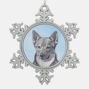 Zweeds Vallhund-schilderij - Kute Original Dog Art Tin Sneeuwvlok Ornament