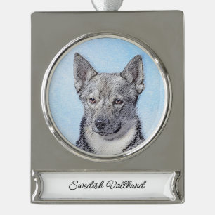 Zweeds Vallhund-schilderij - Kute Original Dog Art Verzilverd Banner Ornament