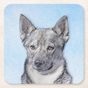 Zweeds Vallhund-schilderij - Kute Original Dog Art Vierkante Kartonnen Onderzetter