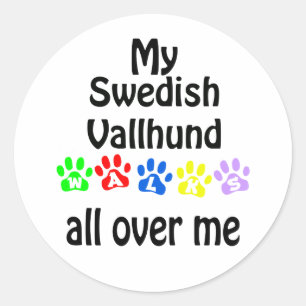 Zweeds Vallhund wandelingen ontwerp Ronde Sticker