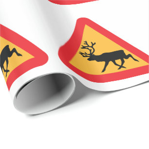 Zweeds verkeersbord voor rendieren cadeaupapier