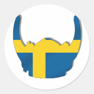 Zweeds Viking helmet vlag van Zweden Ronde Sticker