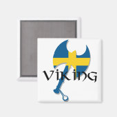 Zweeds Viking Zweedse vlag Ax Magneet (Voorkant / Achterkant)