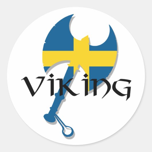 Zweeds Viking Zweedse vlag Ax Ronde Sticker (Voorkant)