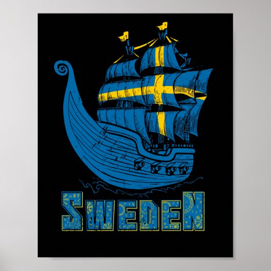 Zweeds Vikingschip Gift Zweeds Viking Poster (Voorkant)