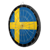 Zweeds vlaggendartboard en darts/spelboard dartbord (Voorkant Rechts)