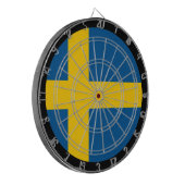 Zweeds vlaggendartboard en darts/spelboard dartbord (Voorkant Links)
