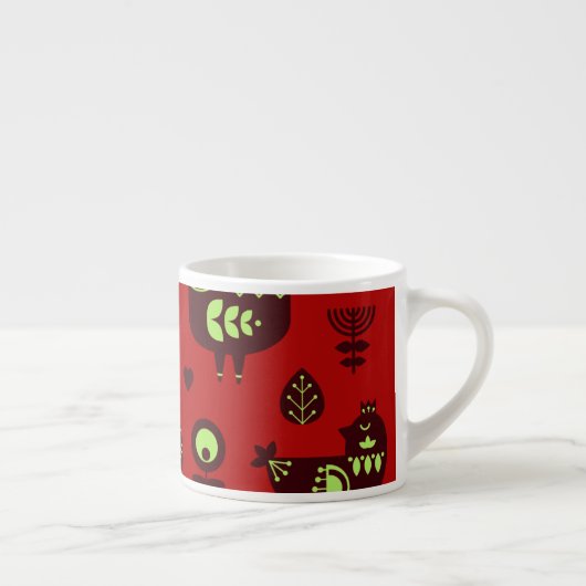 Zweeds vogelpatroon Folklore Tulip Bird Pattern Espresso Kop (Rechts)