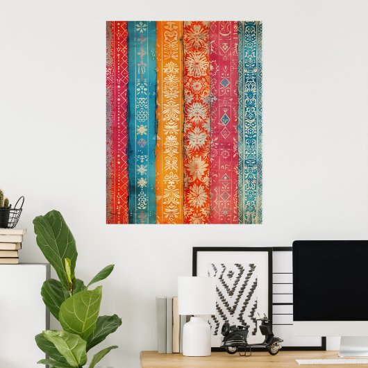 Zweeds volkskunst Scandinavisch etnisch Poster (Thuiskantoor)