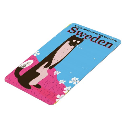 Zweedse Cartoon vintage reisposter Magneet (Linkerzijde)