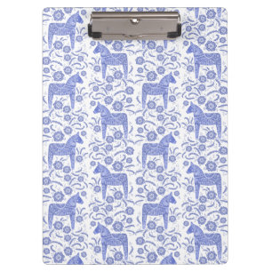 Zweedse Dala Horse Blue en White Folk Style Klembord