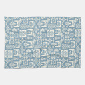 Zweedse Dala Horse Collage in Slate Blue Theedoek (Horizontaal)